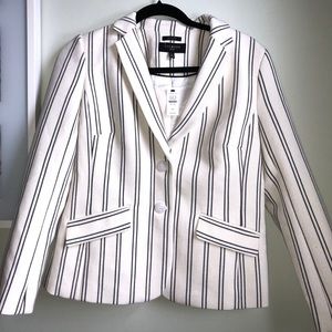 Talbots Cream Aberdeen Striped Ponte Knit Blazer